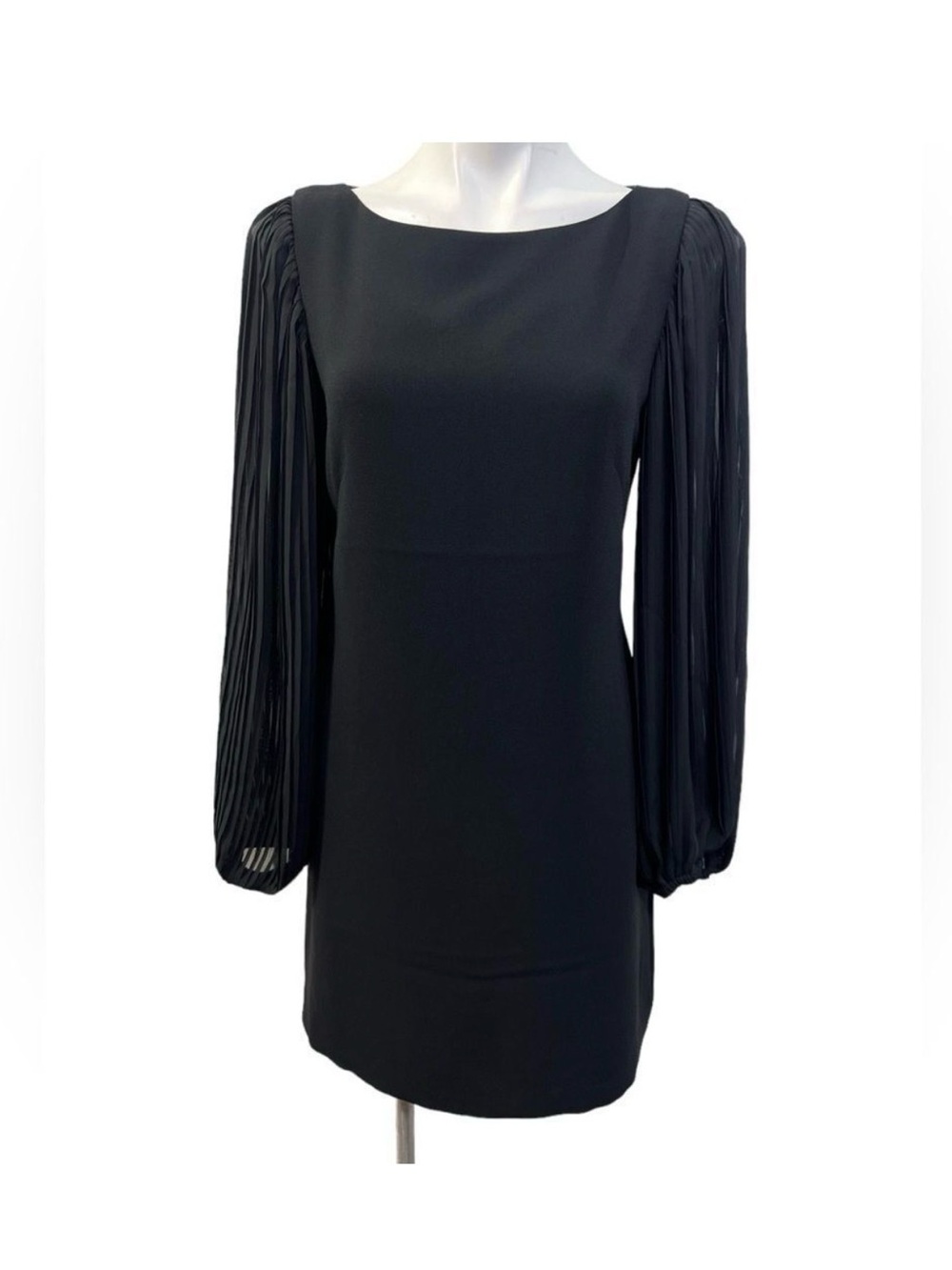 White House Black Market dress size 6 black accordion sleeve sheath office
